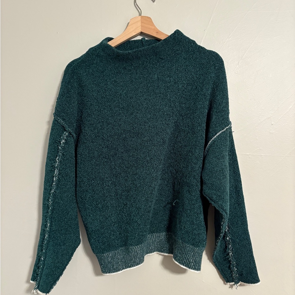 Zenana Outfitters Teal Cowl Neck Sweater